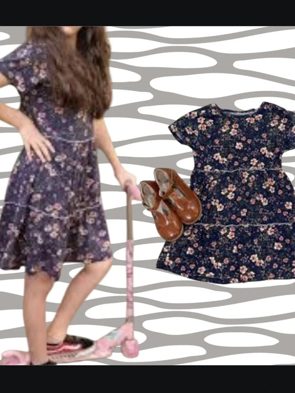 Old Navy Navy Floral Tiered Short-Sleeve Dress